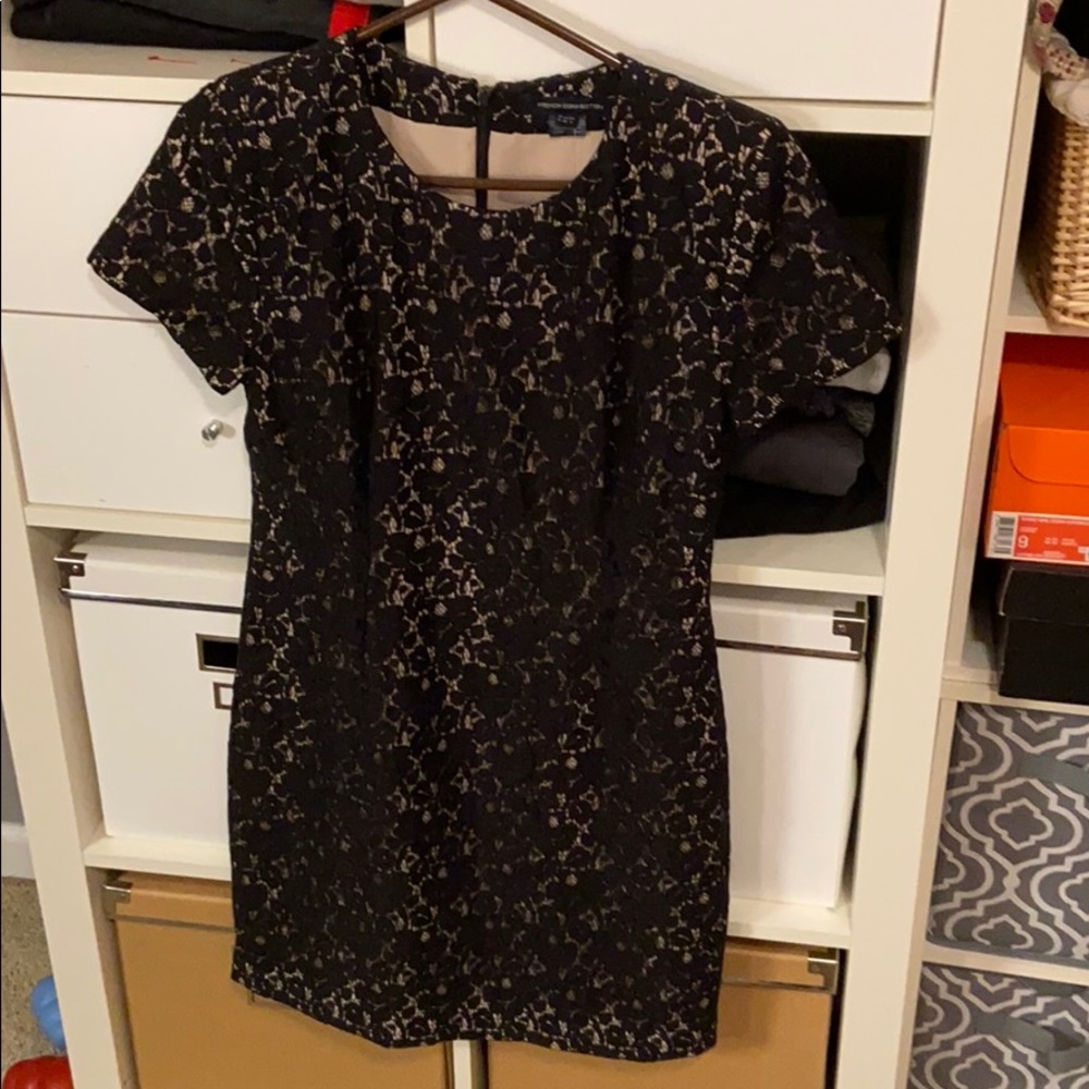 Black lace fitted French connection dress